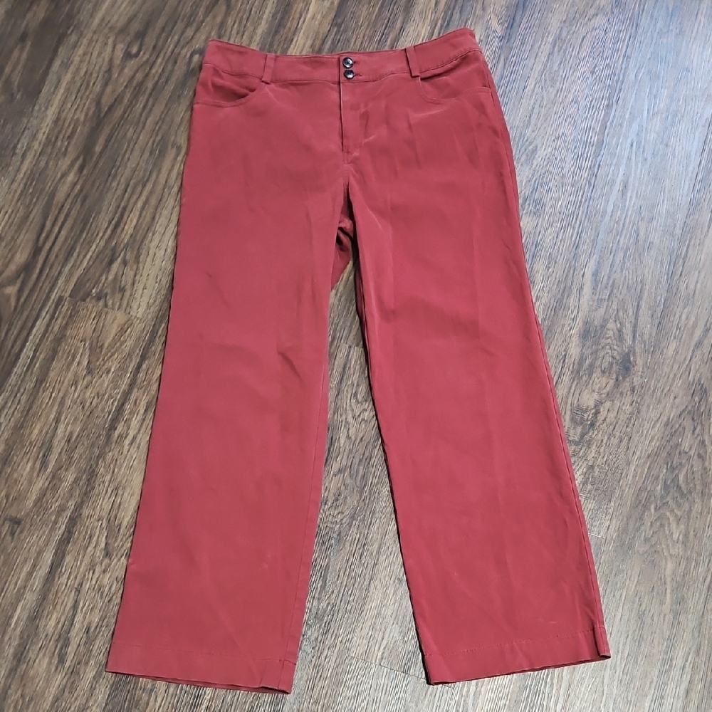 Soft Surroundings Brick Red Straight Leg Pants Women's 16 Stretch Slacks